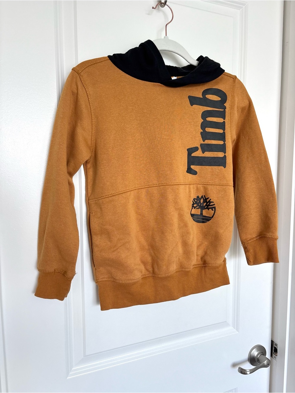 Timberland Kids Boys Girls Size 8 Brown Tan Sweatshirt Logo Pullover Outdoor